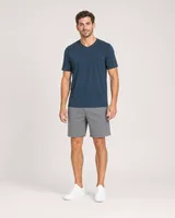 StringKing Men's Pima Terry V-Neck Tee - Sharp Fit, Navy, Full Front - Human Model