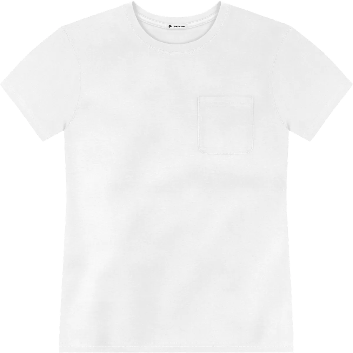 StringKing Men's Pima Jersey Pocket Tee - Sharp Fit, White, Front