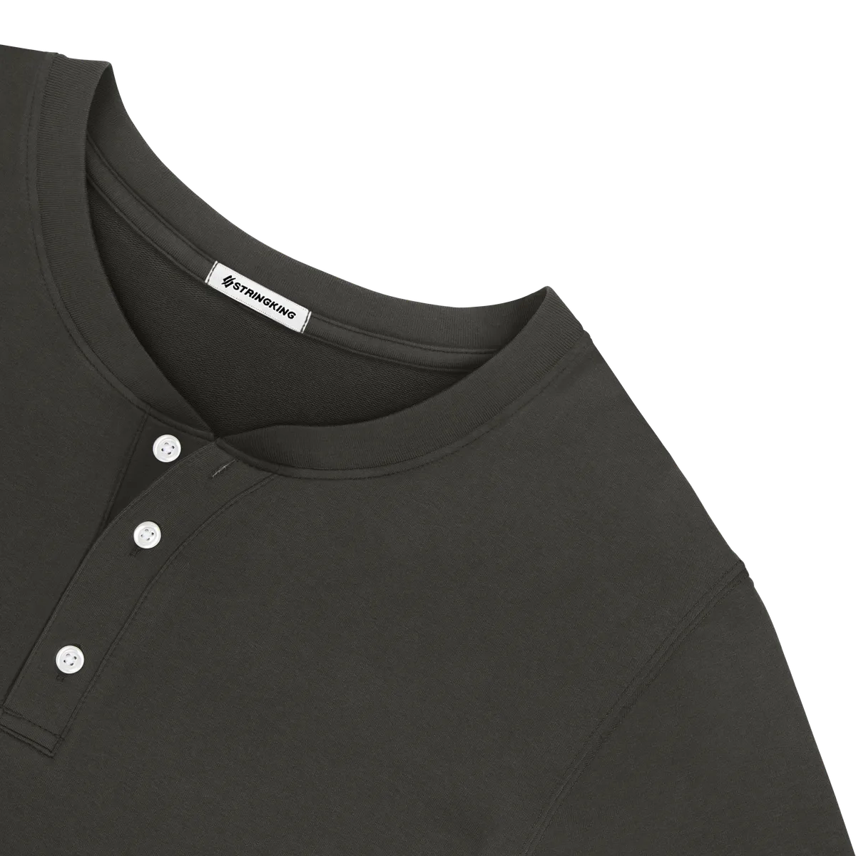StringKing Men's Pima Terry Henley - Relaxed Fit, Peat, Detail