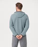 StringKing Men's Polartec Fleece Full Zip Hoodie with Pockets - Relaxed Fit, Slate, Full Back - Human Model - Top of head to Mid-thigh