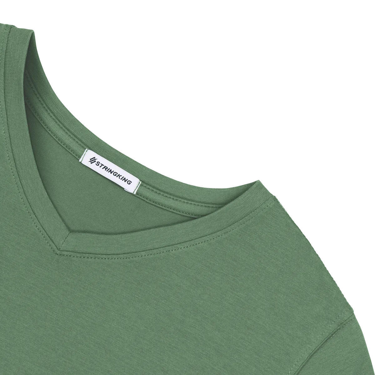 StringKing Women's Pima Cotton Short Sleeve V-Neck T-Shirt - Sharp Fit, Green, Detail