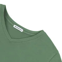 StringKing Women's Pima Cotton Short Sleeve V-Neck T-Shirt - Sharp Fit, Green, Detail