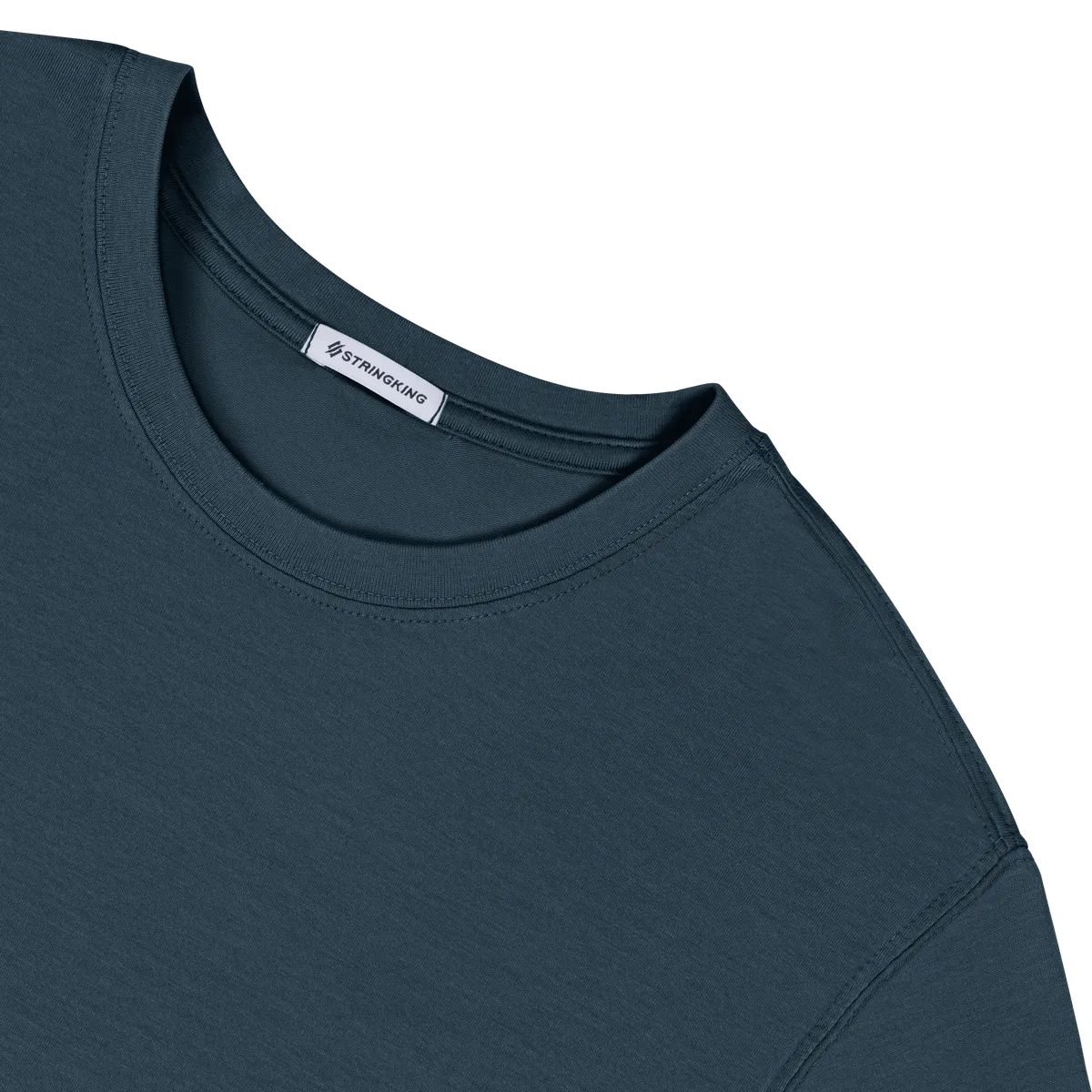 StringKing Men's Pima Cotton Long Sleeve Crewneck T-Shirt - Relaxed Fit, Navy, Detail