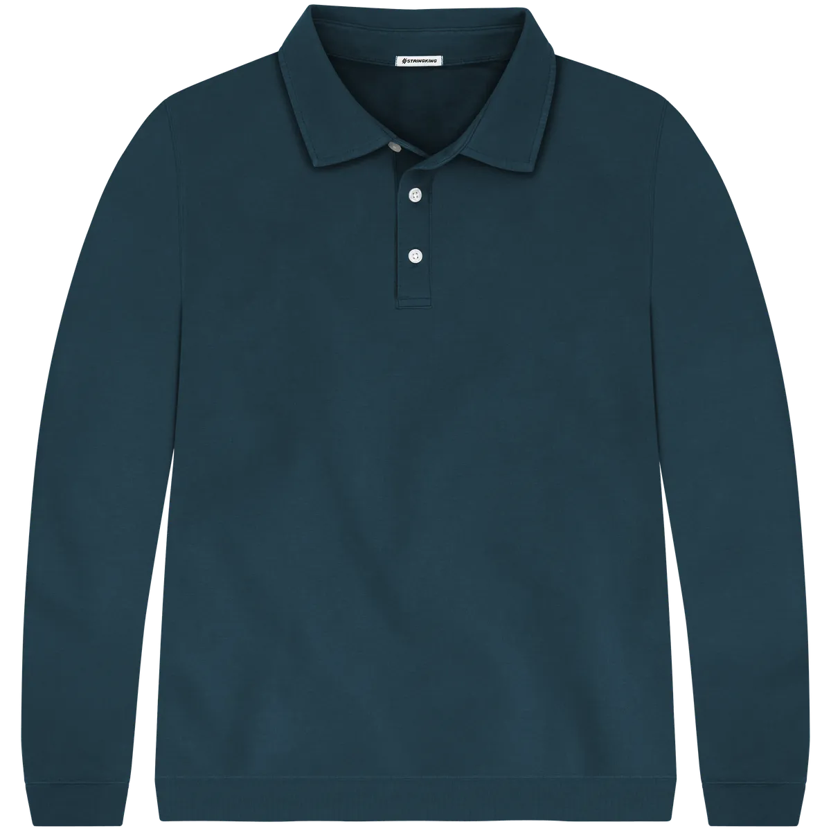 StringKing Men's Pima Terry Long Sleeve Polo - Sharp Fit, Navy, Front