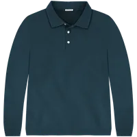StringKing Men's Pima Terry Long Sleeve Polo - Sharp Fit, Navy, Front