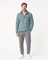 StringKing Men's Polartec Fleece Quarter Zip - Sharp Fit, Slate, Full Front - Human Model - Top of head to Knees