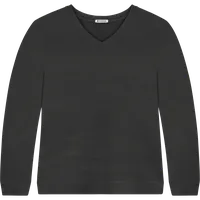 StringKing Women's Pima Terry V-Neck Sweater - Sharp Fit, Black, Front