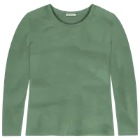 StringKing Women's Pima Cotton Long Sleeve Crewneck T-Shirt - Relaxed Fit, Green, Front