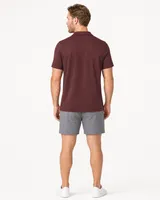 StringKing Men's Pima Jersey Classic Polo - Relaxed Fit, New Maroon, Full Back - Human Model - Top of head to Mid-thigh