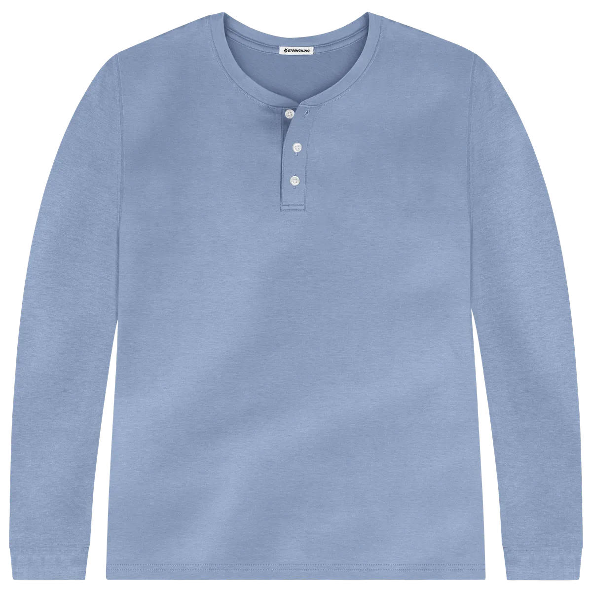 StringKing Men's Pima Cotton Long Sleeve Henley - Sharp Fit, Slate Blue, Front