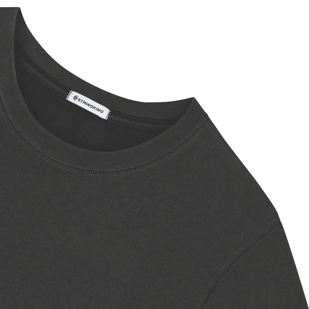 StringKing Men's Pima Cotton Crewneck Sweatshirt - Relaxed Fit, Black, Detail