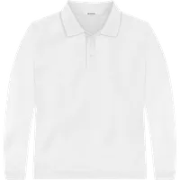 StringKing Men's Pima Terry Long Sleeve Polo - Relaxed Fit, White, Front