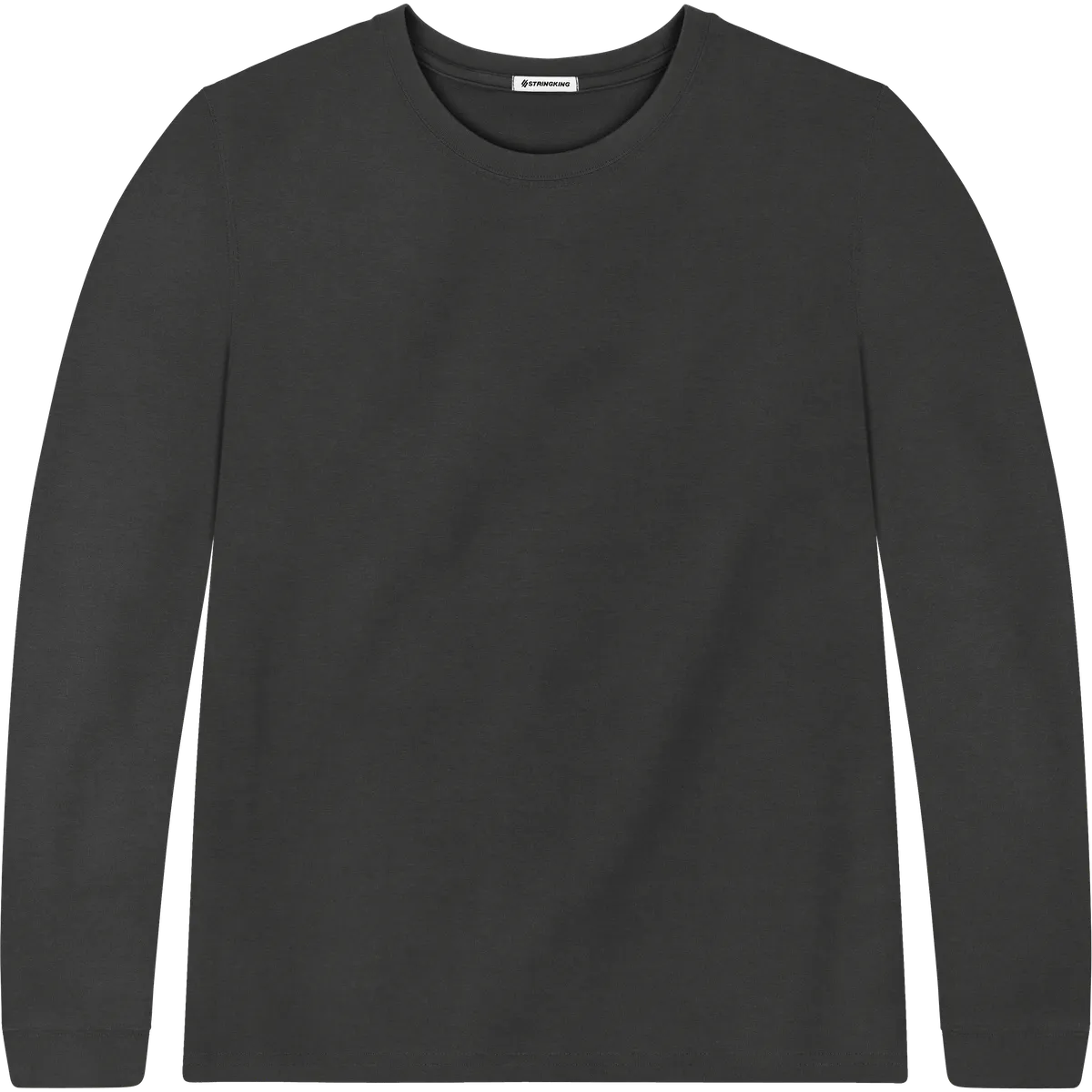 StringKing Men's Pima Terry Long Sleeve Tee - Sharp Fit, Black, Front