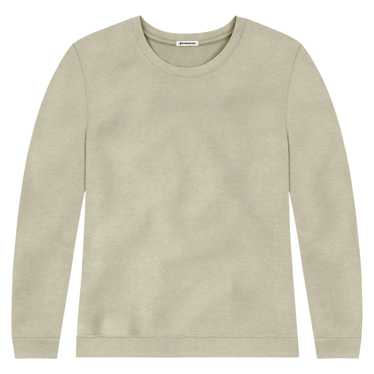 StringKing Women's Pima Cotton Crewneck Sweatshirt - Sharp Fit, Khaki Green, Front