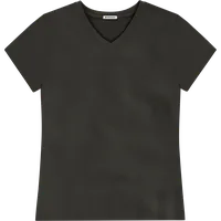 StringKing Women's Pima Terry V-Neck Tee - Relaxed Fit, Peat, Front