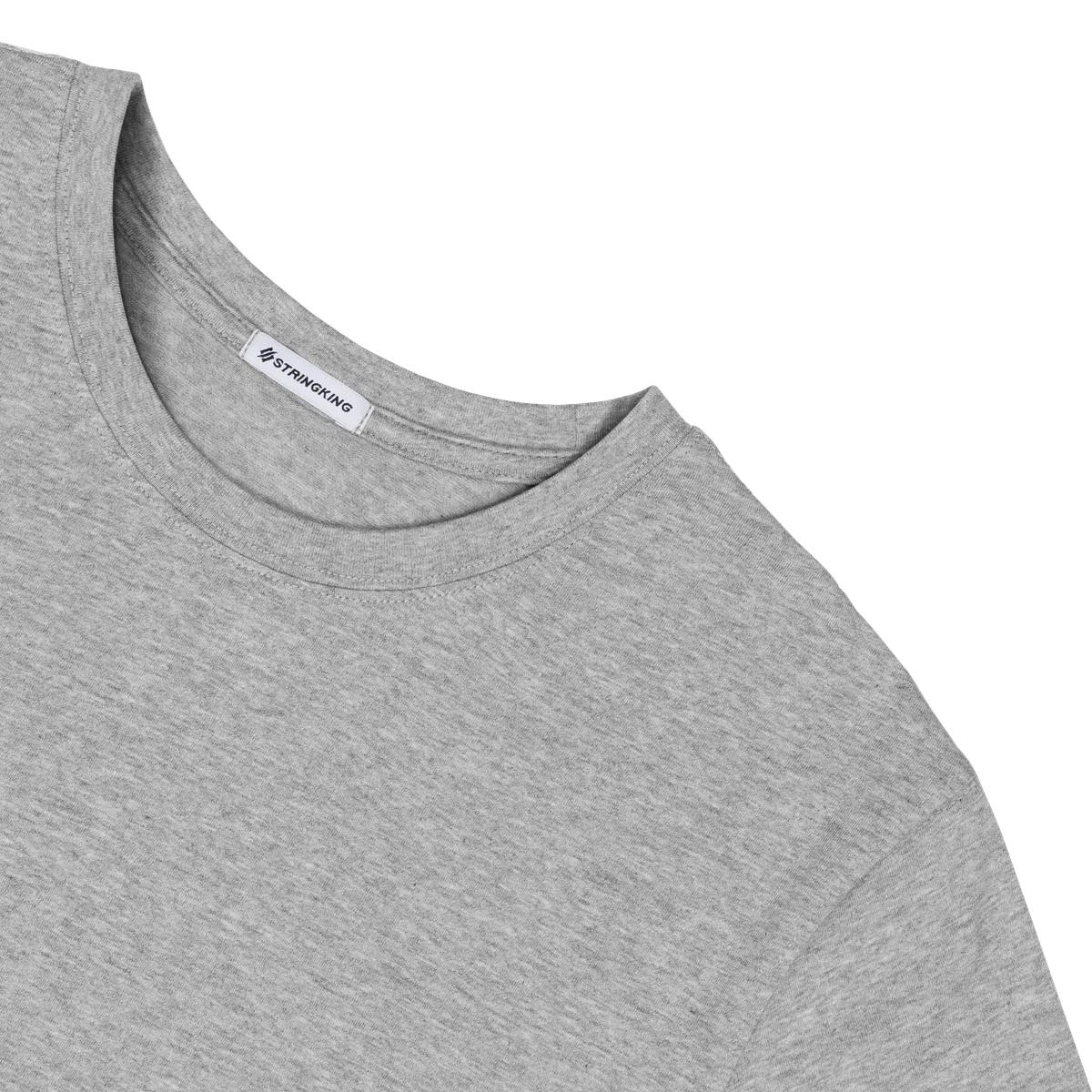 StringKing Men's Pima Cotton Short Sleeve Crewneck T-Shirt - Relaxed Fit, Heather Gray, Detail