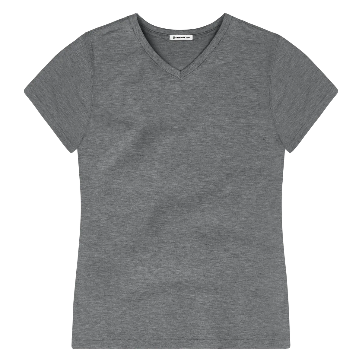 StringKing Women's FlexStyle Short Sleeve V-Neck T-Shirt - Sharp Fit, Heather Gray, Front