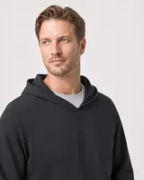 StringKing Men's StayWarm Hoodie - Relaxed Fit, Black, Collar Shoulder - Human Model