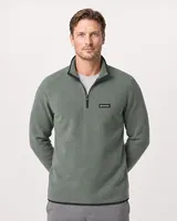 StringKing Men's Polartec Fleece Quarter Zip - Sharp Fit, Avenue Green, Collar Shoulder - Human Model