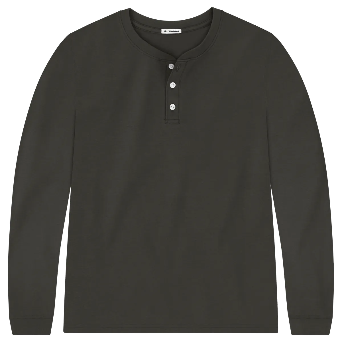 StringKing Men's Pima Jersey Henley - Sharp Fit, Peat, Front