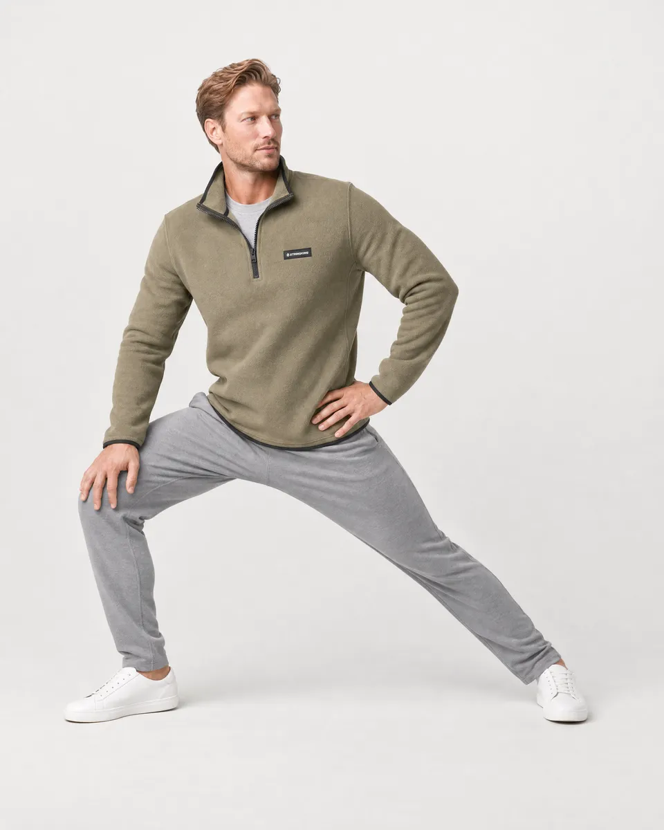 StringKing Men's Polartec Fleece Quarter Zip - Sharp Fit, Mermaid, Full Front Angle - Human Model