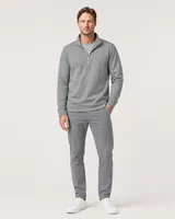 StringKing Men's StayWarm Quarter Zip - Relaxed Fit, Gray, Full Front - Human Model - Top of head to Knees