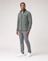 StringKing Men's Polartec Fleece Full Zip with Pockets - Sharp Fit, Avenue Green, Full Front Angle - Human Model