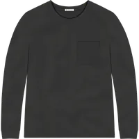 StringKing Men's Pima Jersey Long Sleeve Pocket Tee - Sharp Fit, Black, Front