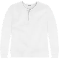 StringKing Men's Pima Cotton Long Sleeve Henley - Relaxed Fit, White, Front