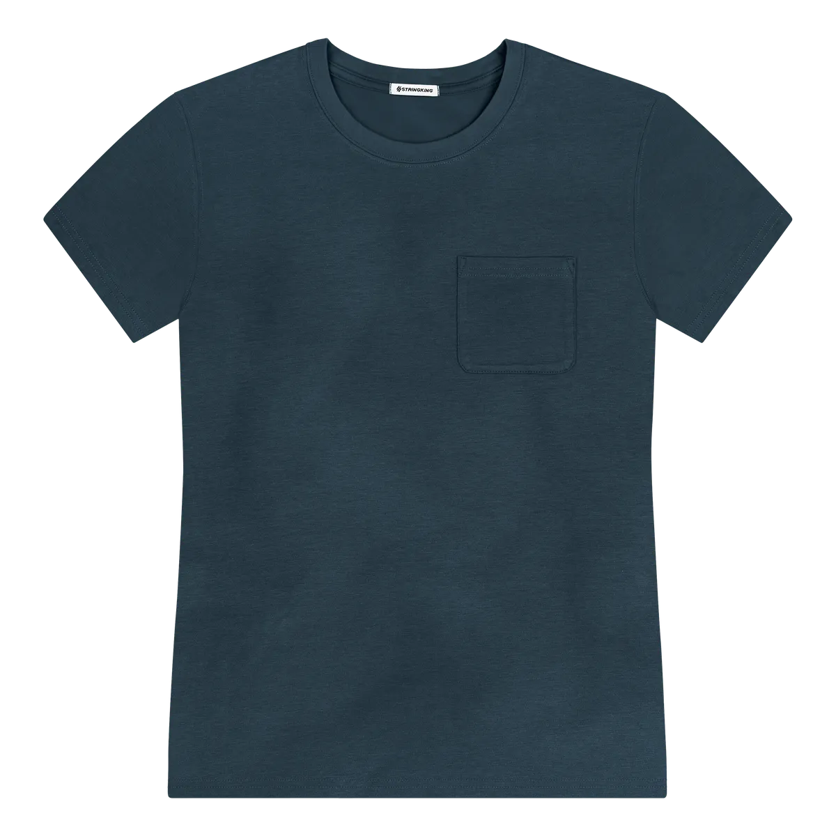 StringKing Men's Pima Cotton Short Sleeve Pocket Crewneck T-Shirt - Sharp Fit, Navy, Front