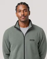 StringKing Men's Polartec Fleece Full Zip with Pockets - Sharp Fit, Avenue Green, Collar Shoulder - Human Model
