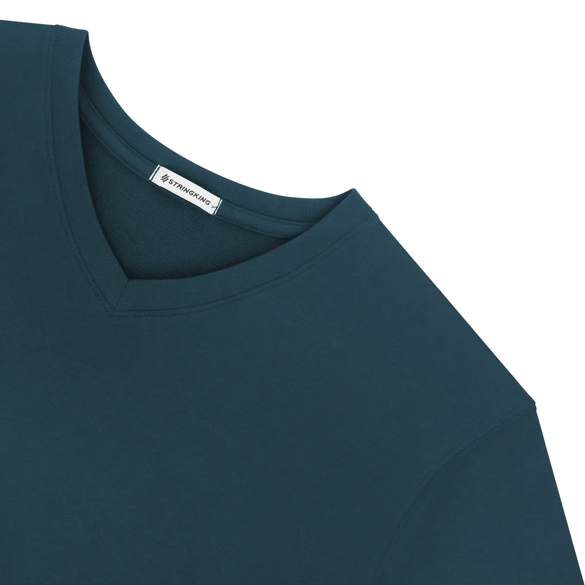 StringKing Men's Pima Terry V-Neck Tee - Relaxed Fit, Navy, Detail