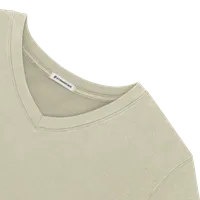 StringKing Women's Heavy Pima Cotton Long Sleeve V-Neck T-Shirt - Relaxed Fit, Khaki Green, Detail