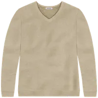 StringKing Women's Pima Cotton V-Neck Sweatshirt - Relaxed Fit, Warm Khaki, Front