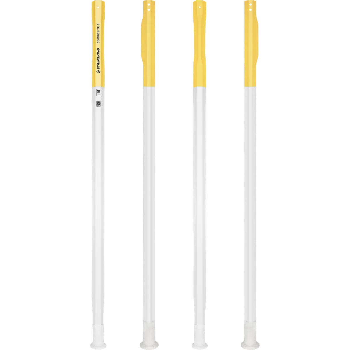 StringKing Composite 3 Faceoff - 155 Grams, White / Yellow, Full Length, Vertical, Right, Front, Left, Back