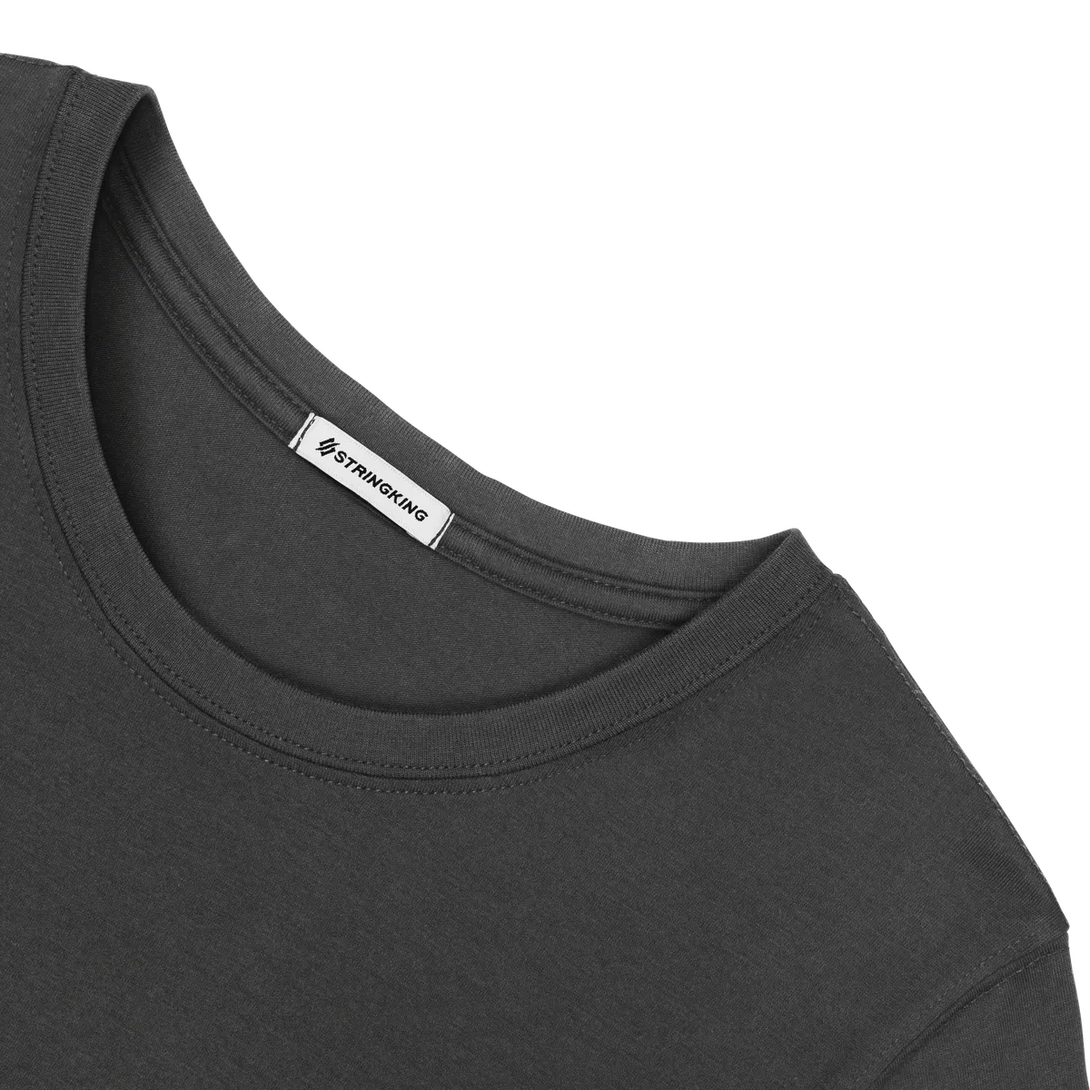 StringKing Women's Pima Cotton Long Sleeve Crewneck T-Shirt - Relaxed Fit, Black, Detail
