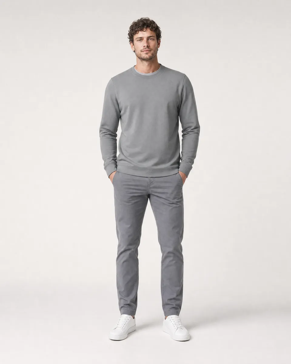 StringKing Men's StayWarm Sweater - Sharp Fit, Gray, Full Front - Human Model
