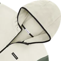 StringKing Men's Polartec Half Zip Hoodie - Relaxed Fit, Jet Stream Top, Meteorite Bottom, Avenue Green Sleeves, Black Trim, Detail