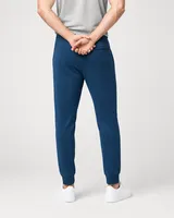 StringKing Men's StayWarm Joggers - Sharp Fit, Navy Blue, Full Back - Human Model - Chest to Feet