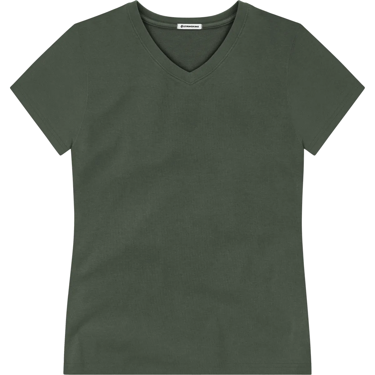 StringKing Women's Pima Terry V-Neck Tee - Sharp Fit, Moss, Front