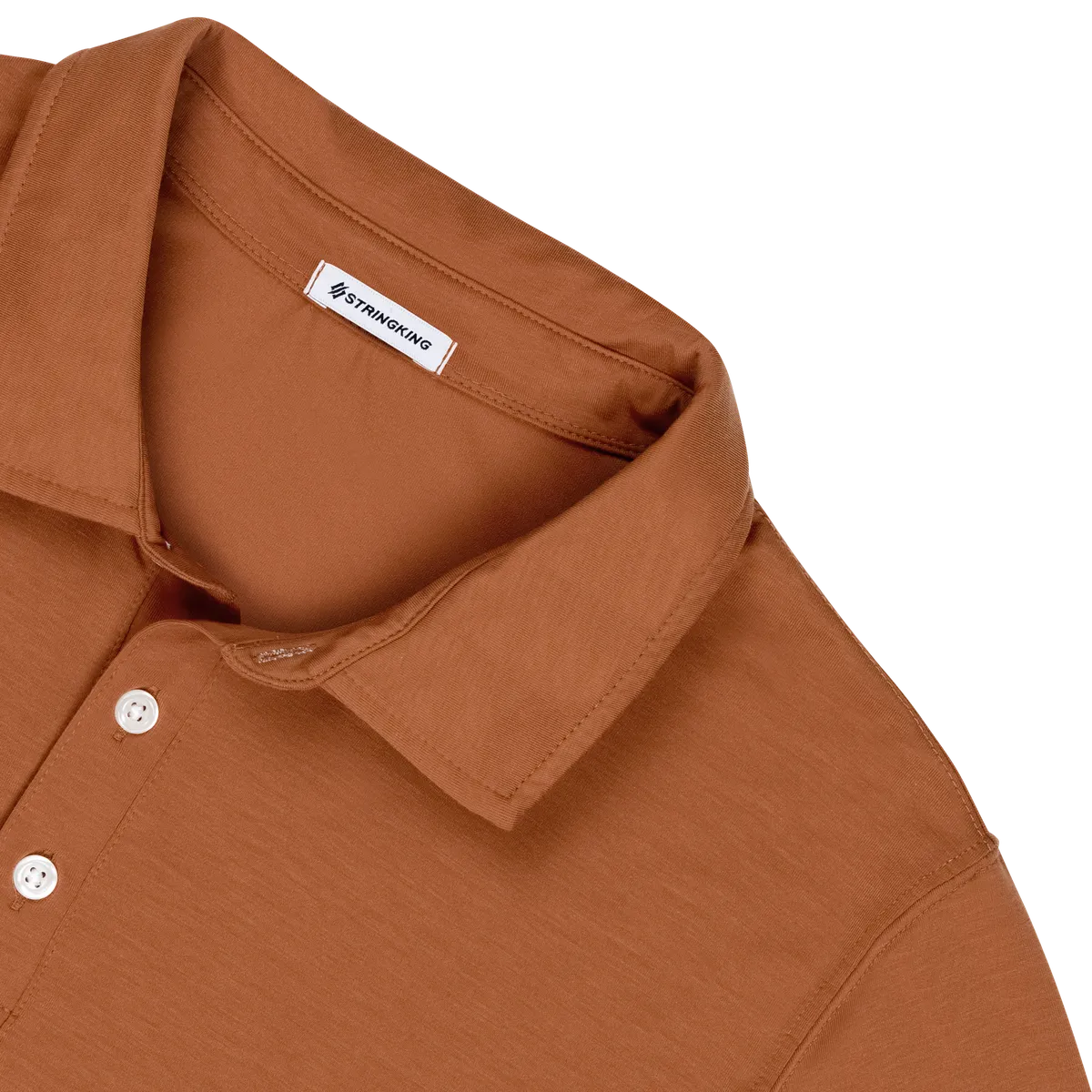StringKing Men's FlexStyle Long Sleeve Polo - Relaxed Fit, Bombay Brown, Detail