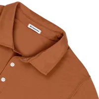 StringKing Men's FlexStyle Long Sleeve Polo - Relaxed Fit, Bombay Brown, Detail