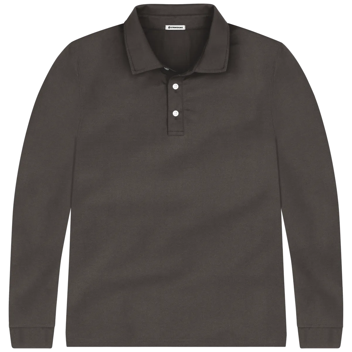 StringKing Men's FlexTech Long Sleeve Polo - Relaxed Fit, Charcoal, Front
