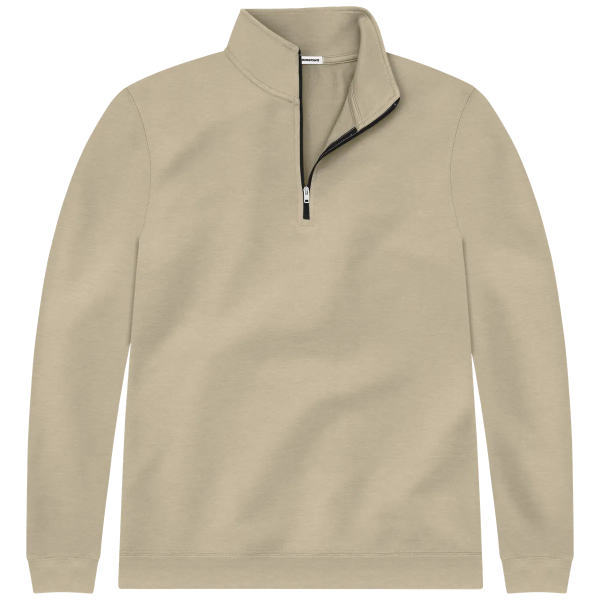 StringKing Men's Pima Cotton Quarter Zip - Sharp Fit, Warm Khaki, Front