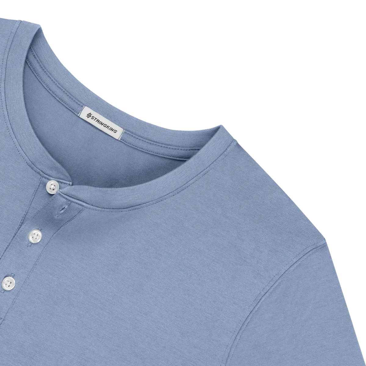 StringKing Men's Pima Cotton Short Sleeve Henley - Sharp Fit, Slate Blue, Detail