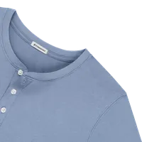 StringKing Men's Pima Cotton Short Sleeve Henley - Sharp Fit, Slate Blue, Detail