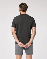 StringKing Men's Pima Terry Tee - Sharp Fit, Peat, Full Back - Human Model - Top of head to Mid-thigh