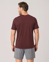 StringKing Men's Pima Jersey V-Neck Tee - Sharp Fit, New Maroon, Full Back - Human Model - Top of head to Mid-thigh
