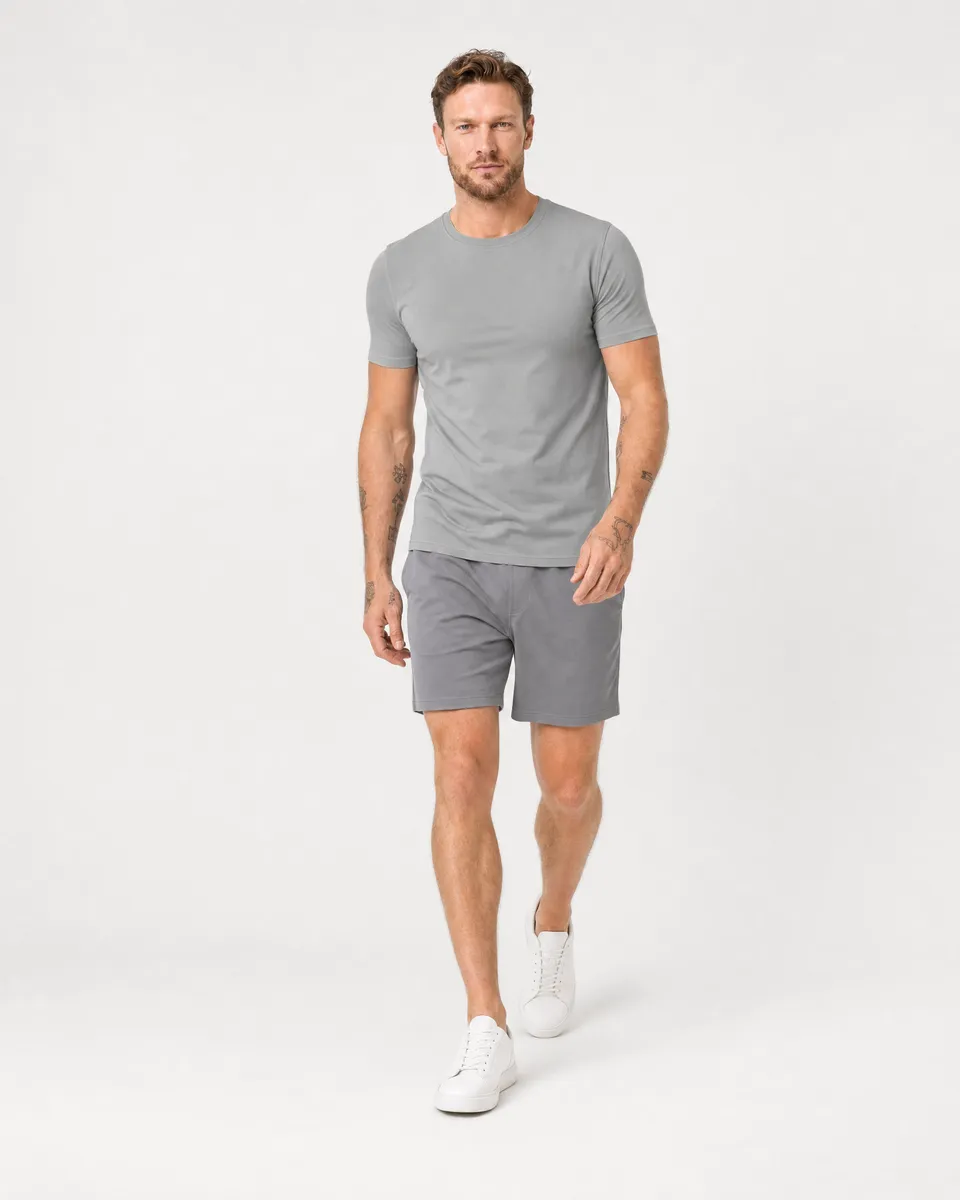StringKing Men's StayWarm Tee - Sharp Fit, Gray, Full Front Angle - Human Model