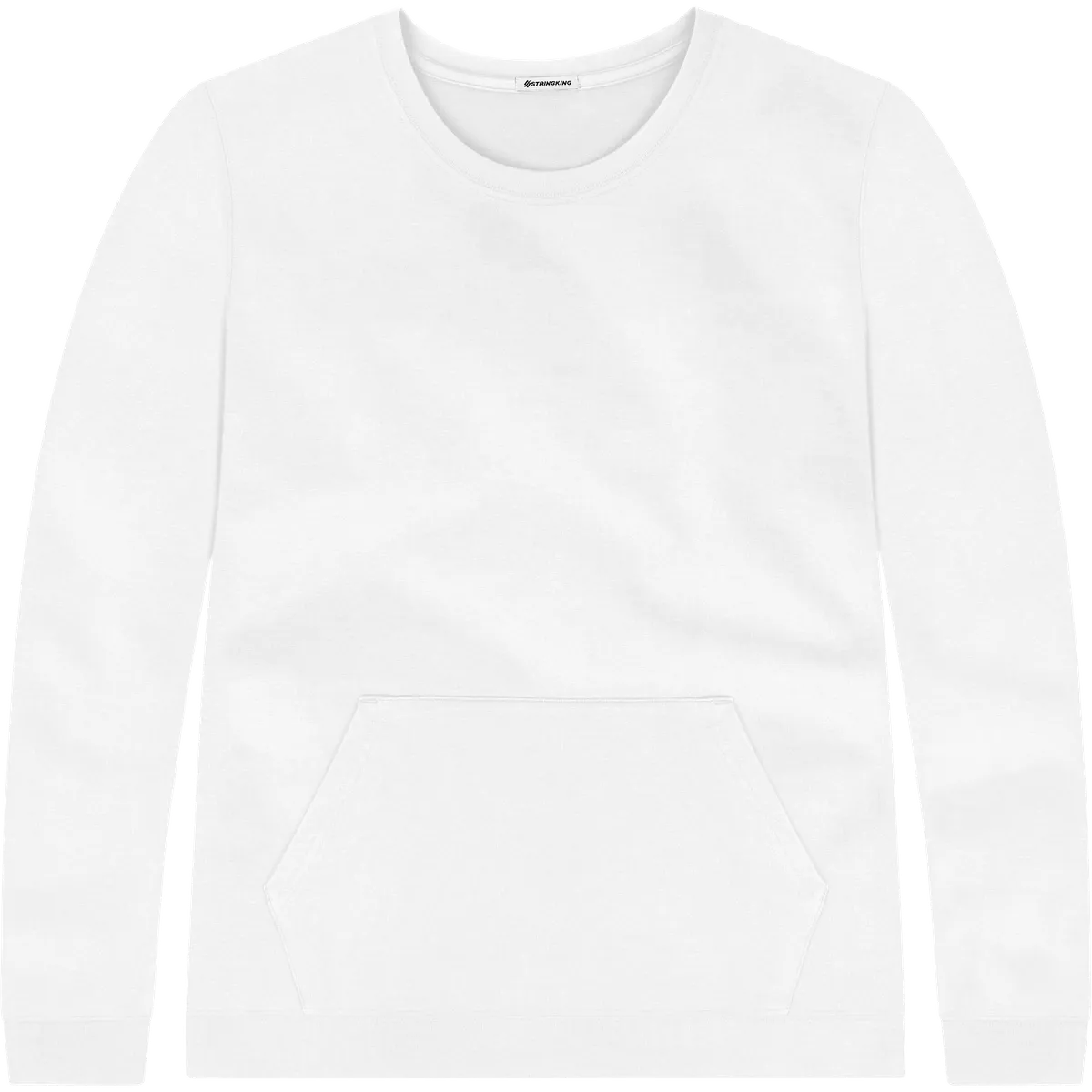 StringKing Men's Pima Terry Crew Sweatshirt - Sharp Fit, White, Front